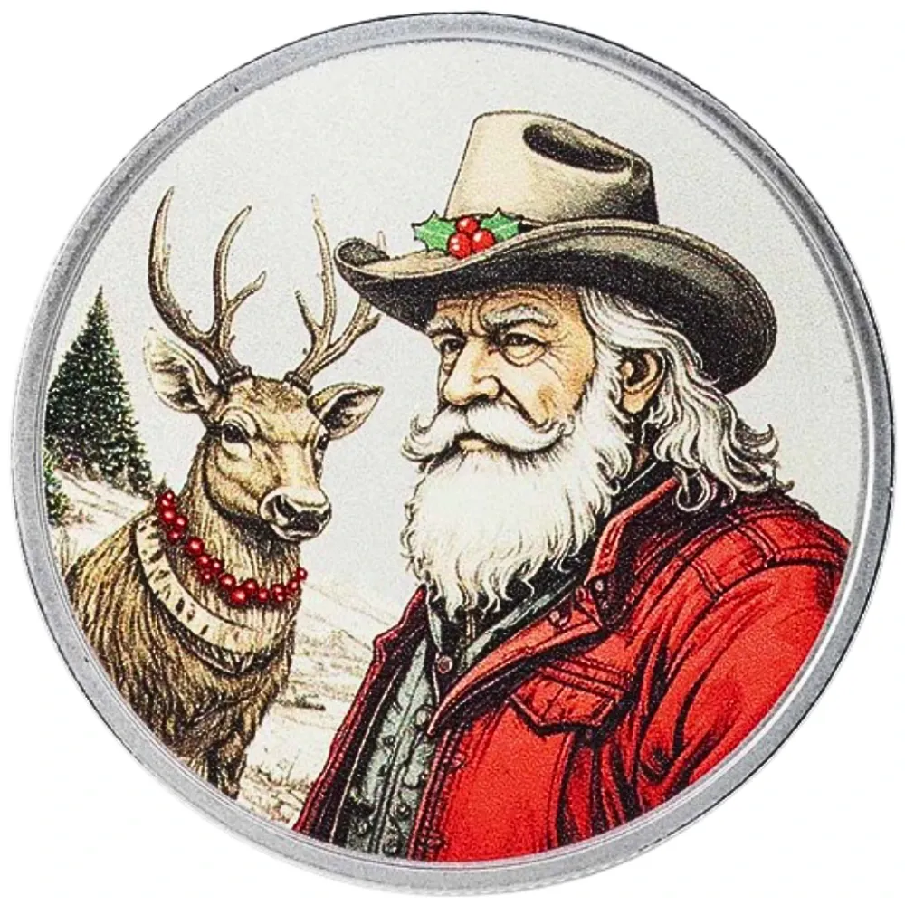 1 oz Silver PAMP the Western Santa Colorized Round
