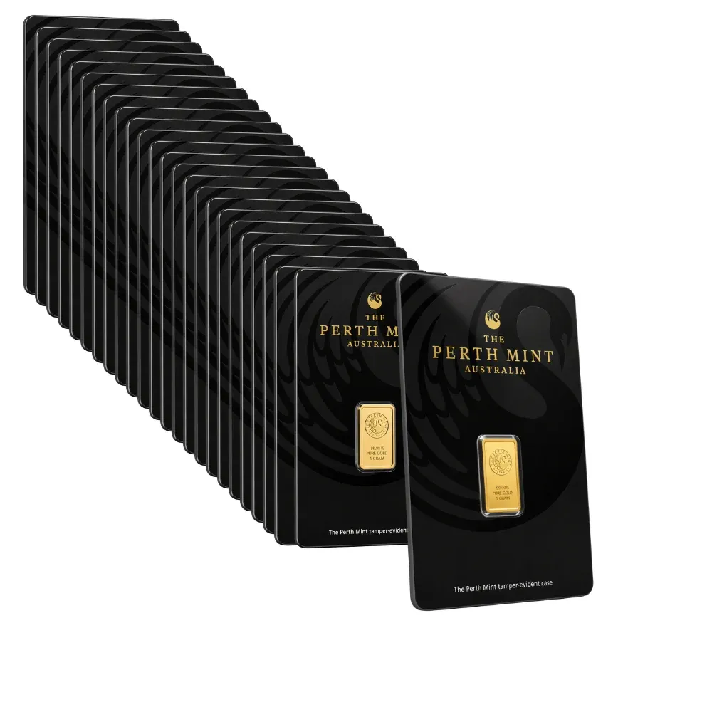 1g Perth Mint Gold Minted Bar (Box of 25)