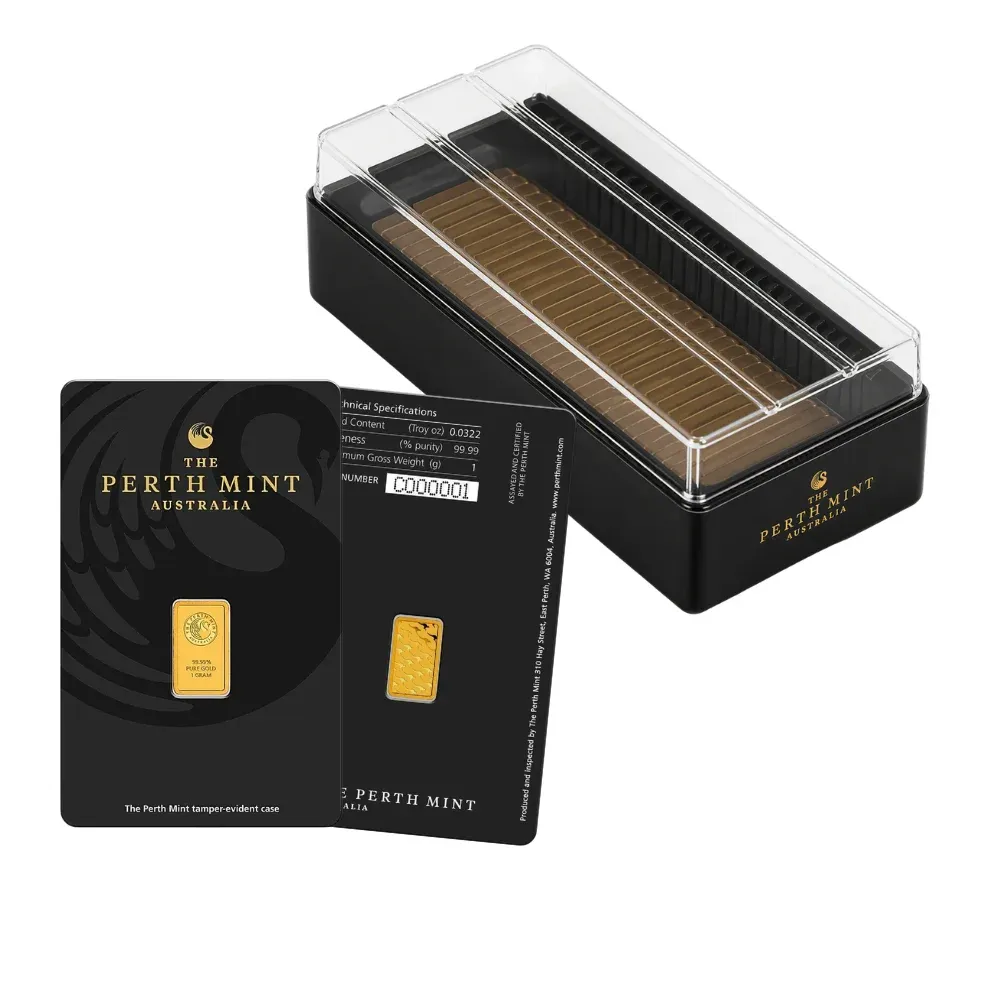 1g Perth Mint Gold Minted Bar (Box of 25)