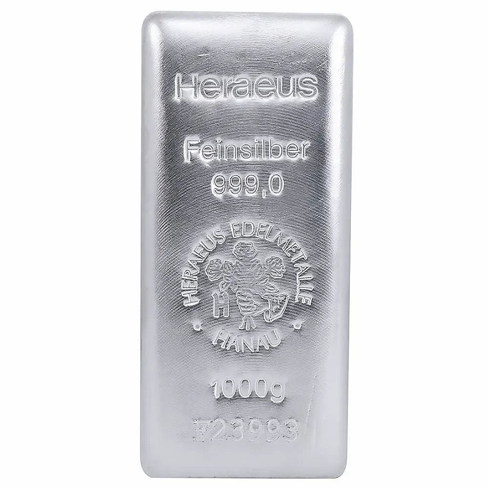 1kg Heraeus Silver Cast Bar