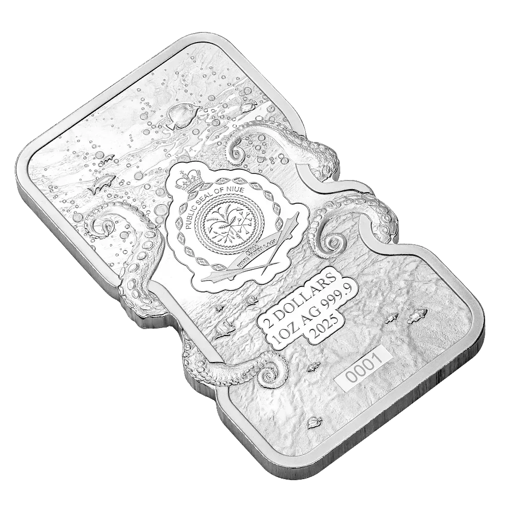 2025 Niue Silver PAMP $2 Nature’s Grip Giant Pacific Octopus Minted Bar (Set of 5)