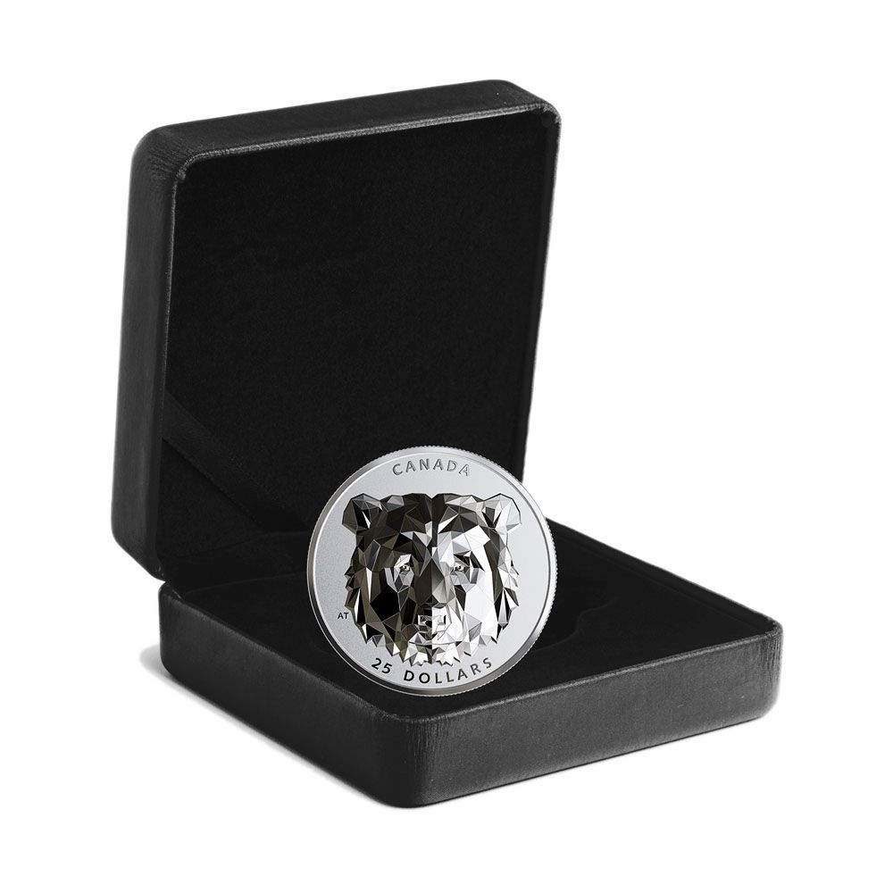 2020 $25 1oz HR .9999 Silver Coin - Multifaceted Grizzly Bear
