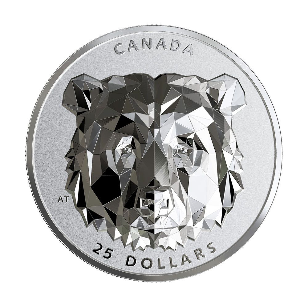 2020 $25 1oz HR .9999 Silver Coin - Multifaceted Grizzly Bear