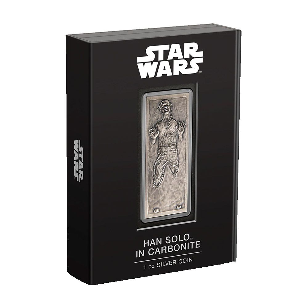 2022 Niue 1 oz .999 Silver $2 Star Wars Han Solo in Carbonite Antiqued Coin Bar