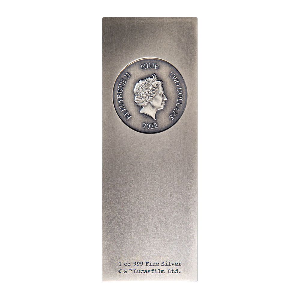 2022 Niue 1 oz .999 Silver $2 Star Wars Han Solo in Carbonite Antiqued Coin Bar