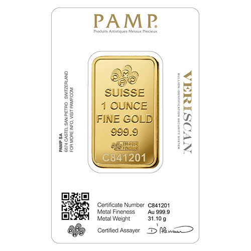 1oz PAMP Suisse Gold Minted Bar