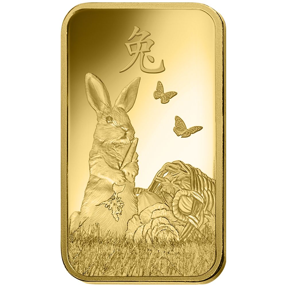 1oz PAMP Lunar Rabbit Gold Minted Bar