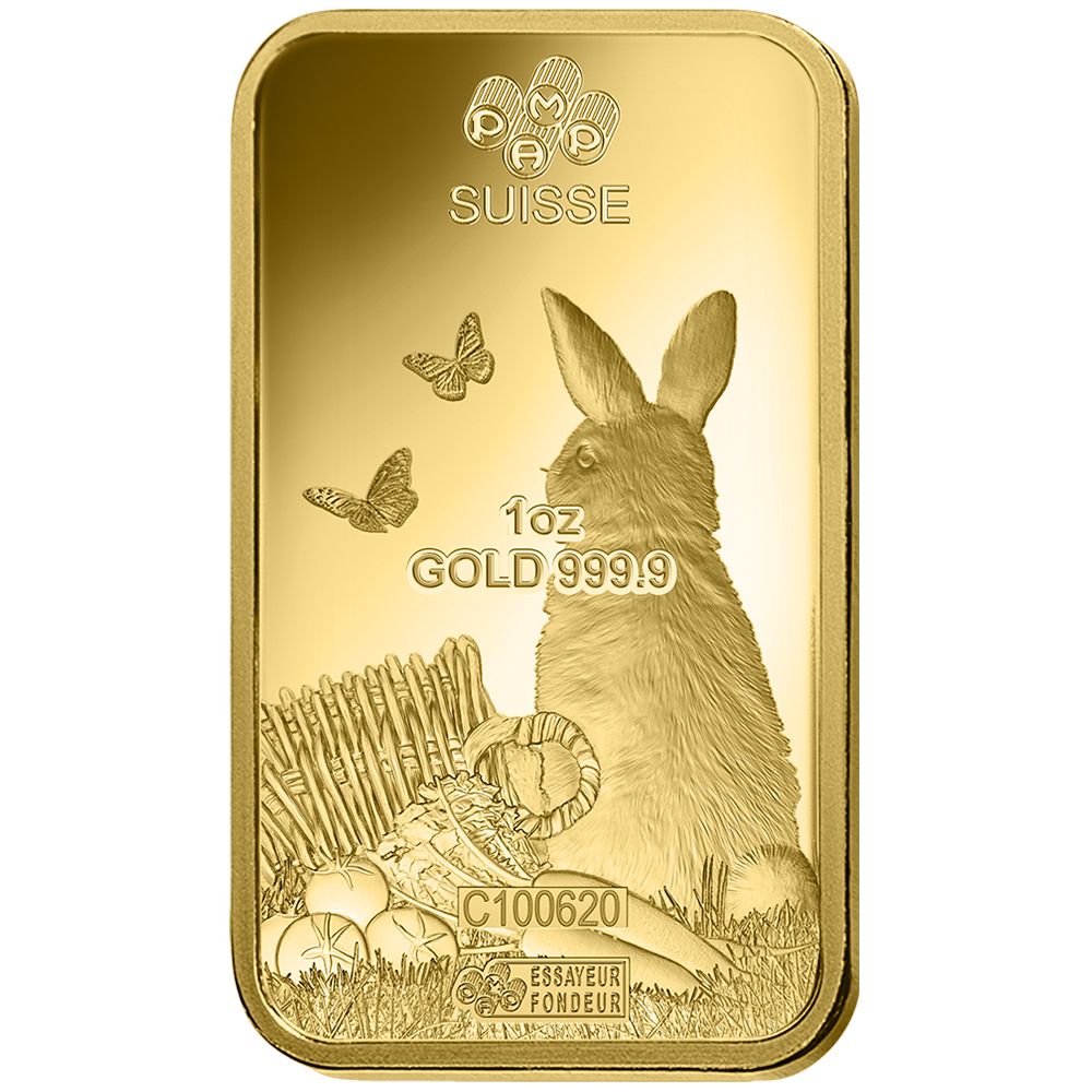 1oz PAMP Lunar Rabbit Gold Minted Bar