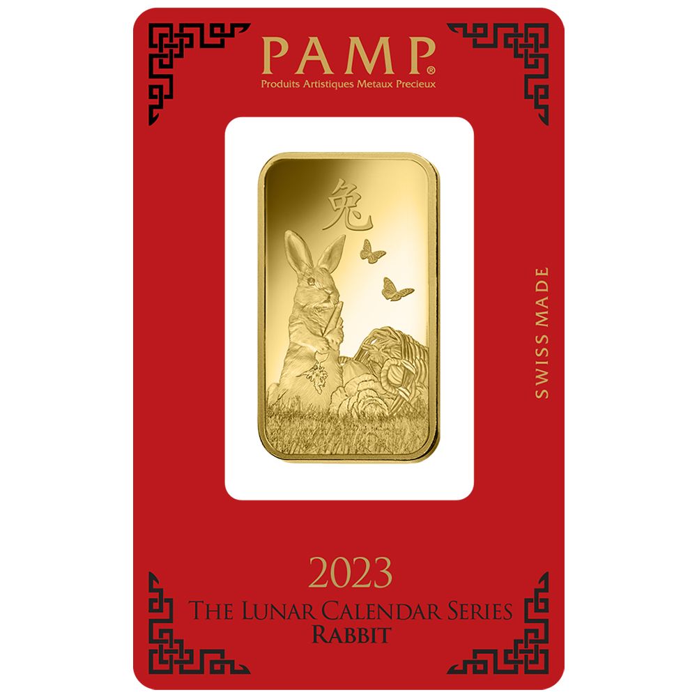 1oz PAMP Lunar Rabbit Gold Minted Bar