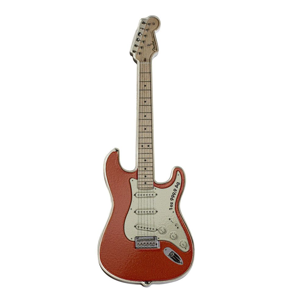 2022 1 oz Silver PAMP Fender Stratocaster Guitar in Fiesta Red