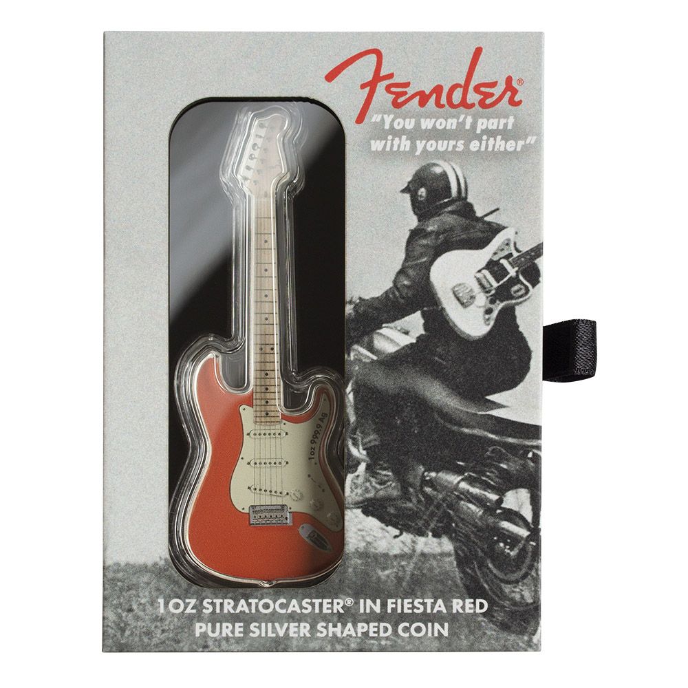 2022 1 oz Silver PAMP Fender Stratocaster Guitar in Fiesta Red