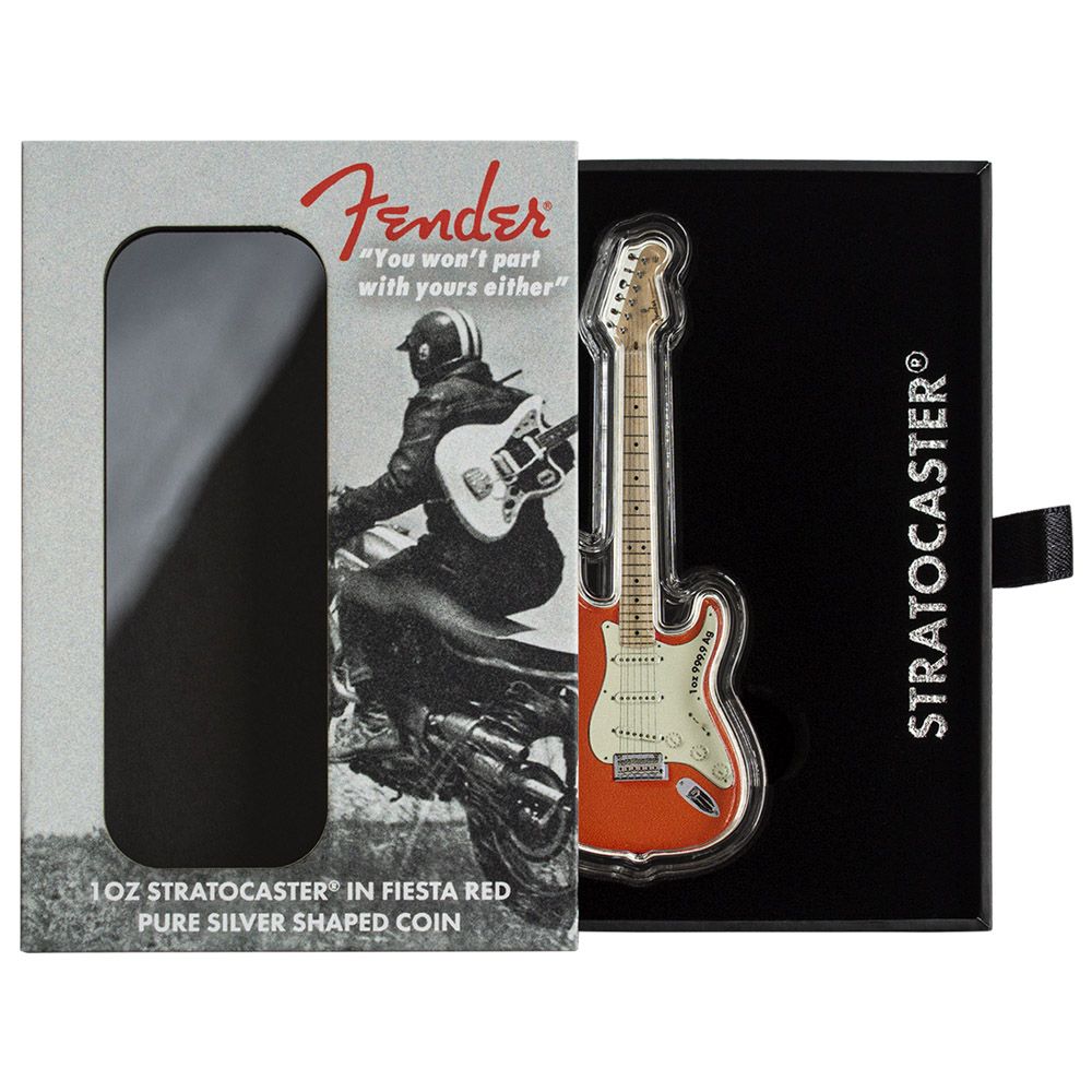 2022 1 oz Silver PAMP Fender Stratocaster Guitar in Fiesta Red