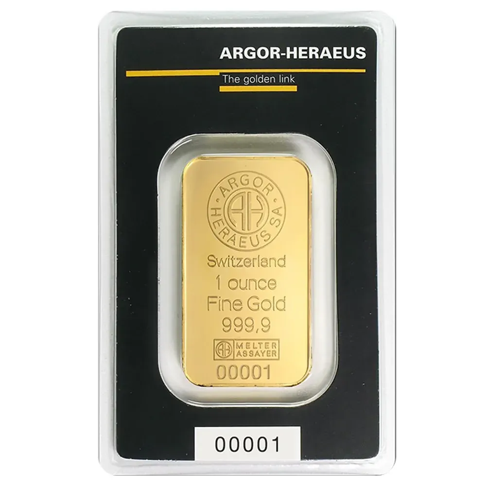 1oz Argor Heraeus Gold Minted Bar