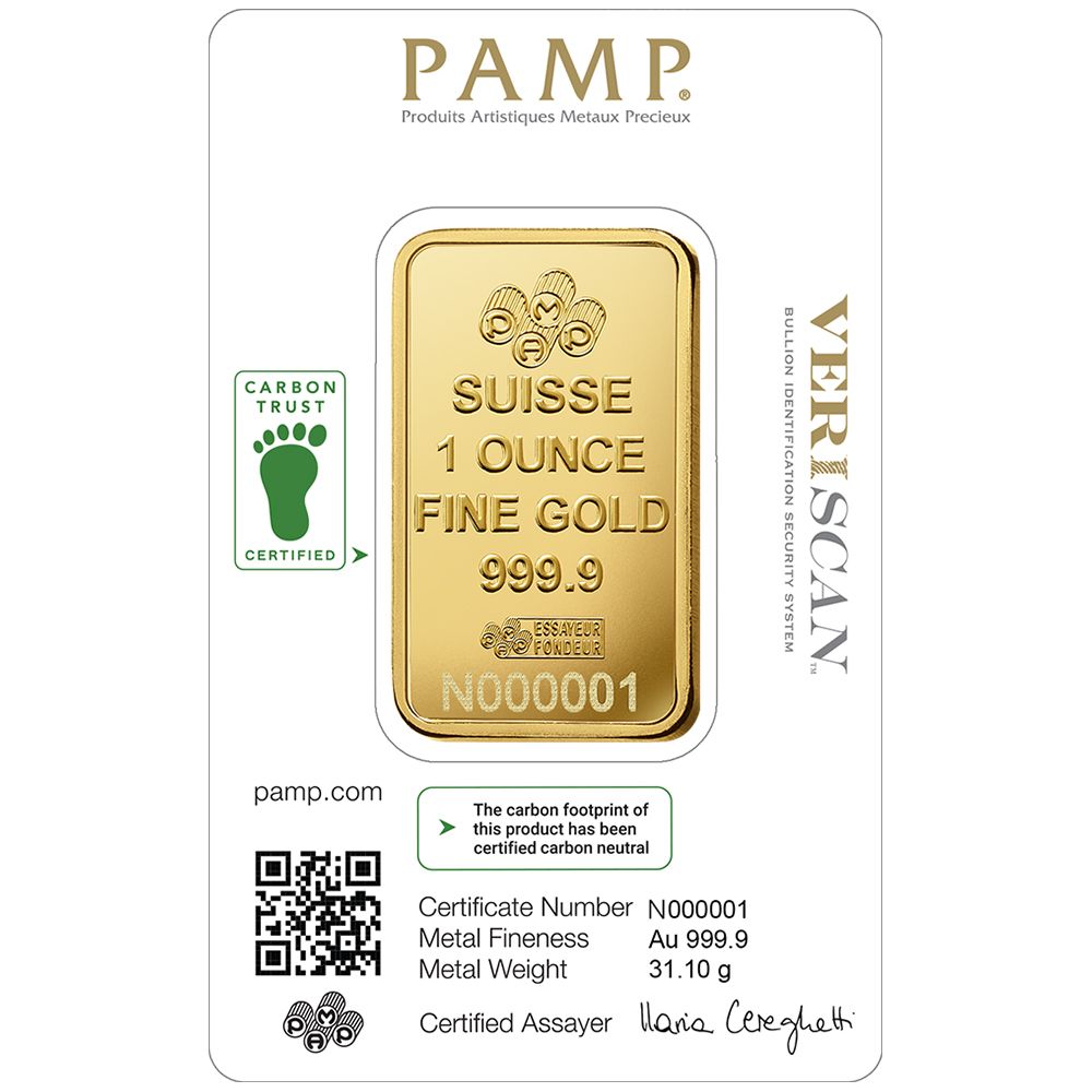 1oz PAMP Suisse Carbon Neutral Lady Fortuna™ Gold Minted Bar