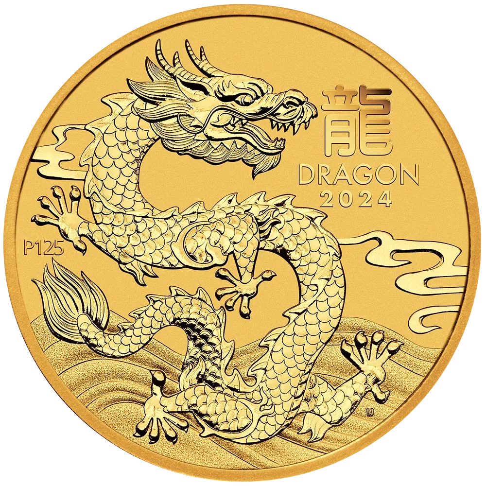 1/2oz Perth Mint Gold Lunar 2024 Year of the Dragon Coin