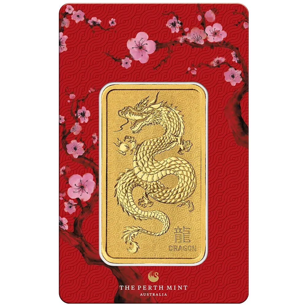 1oz Perth Mint Lunar Dragon Gold Minted Bar