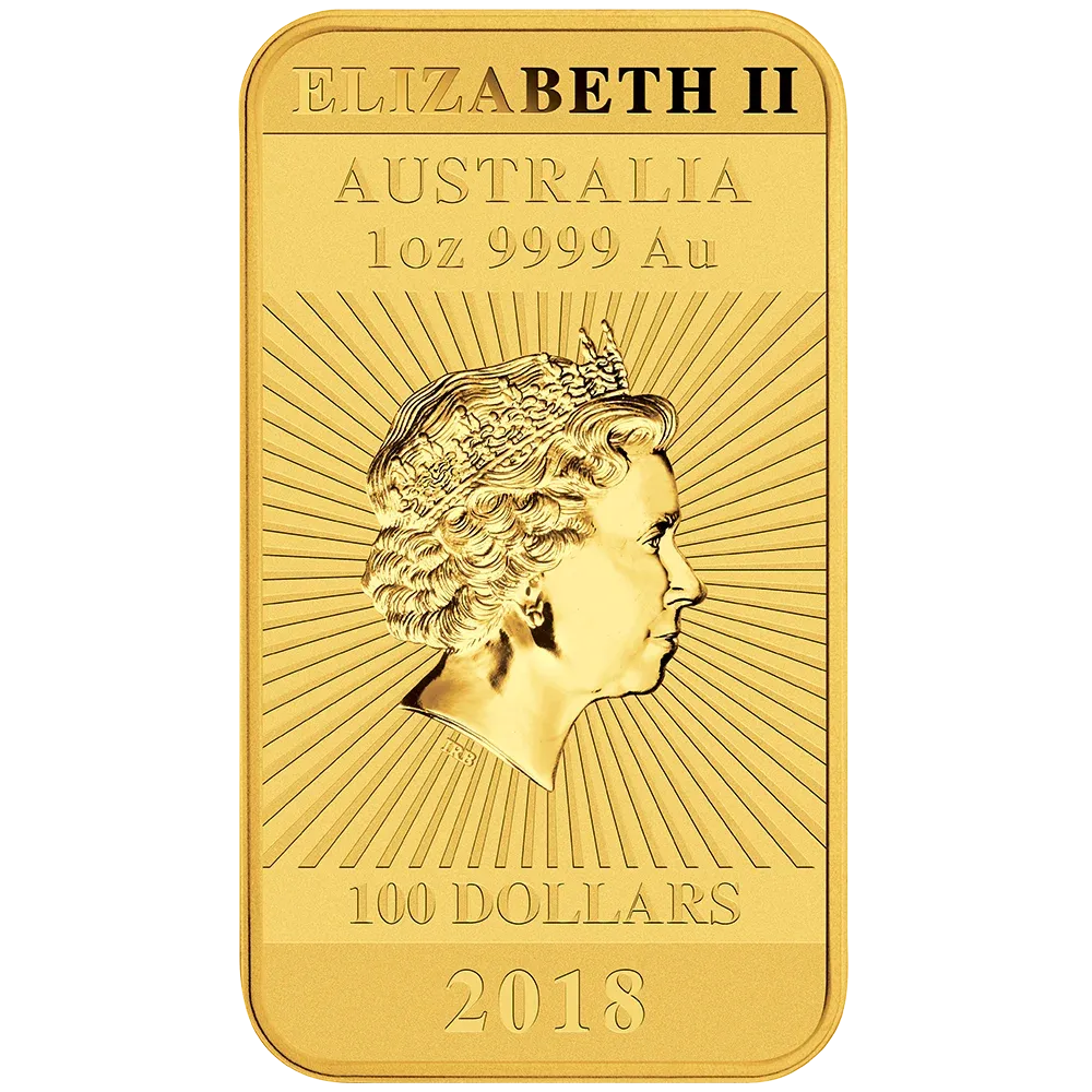 1oz Perth Mint Gold Rectangular Dragon Bullion Bar (2018)