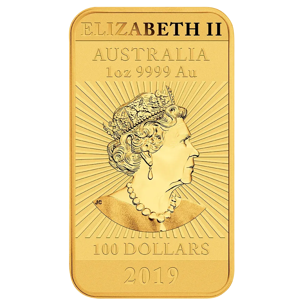 1oz Perth Mint Gold Rectangular Dragon Bullion Bar (2019)