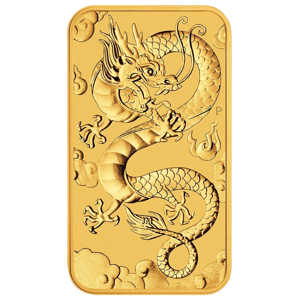 1oz Perth Mint Gold Rectangular Dragon Bullion Bar (2019)