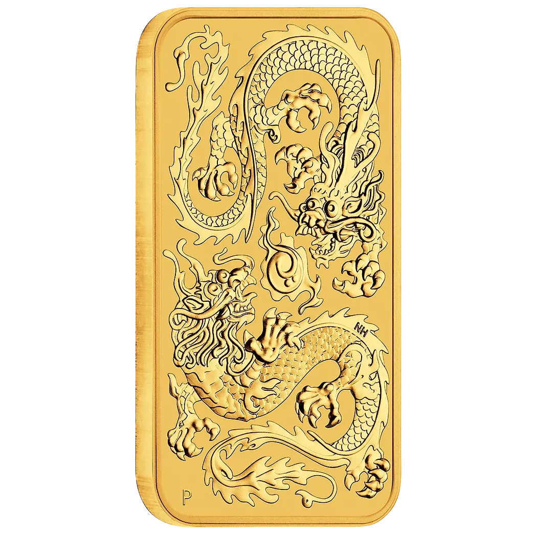 1oz Perth Mint Gold Rectangular Dragon Bullion Bar (2020)