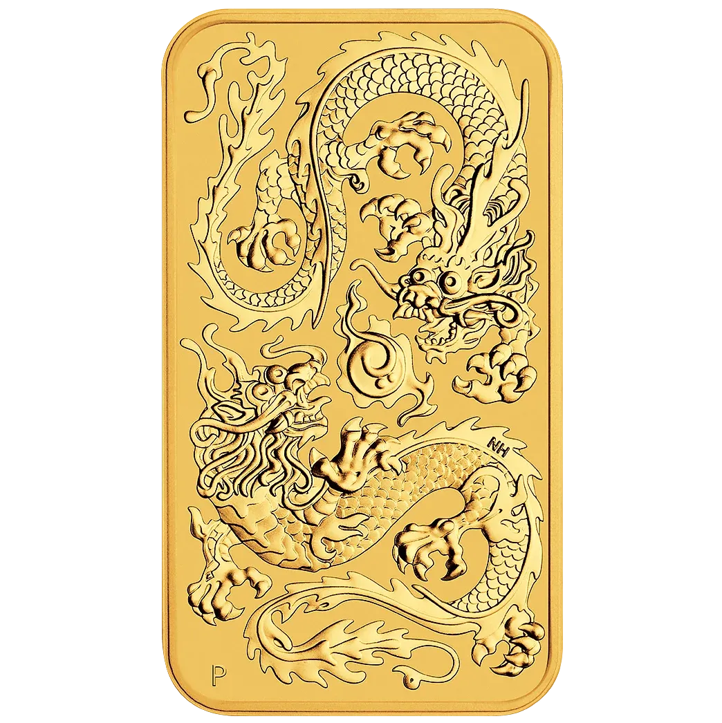 1oz Perth Mint Gold Rectangular Dragon Bullion Bar (2020)