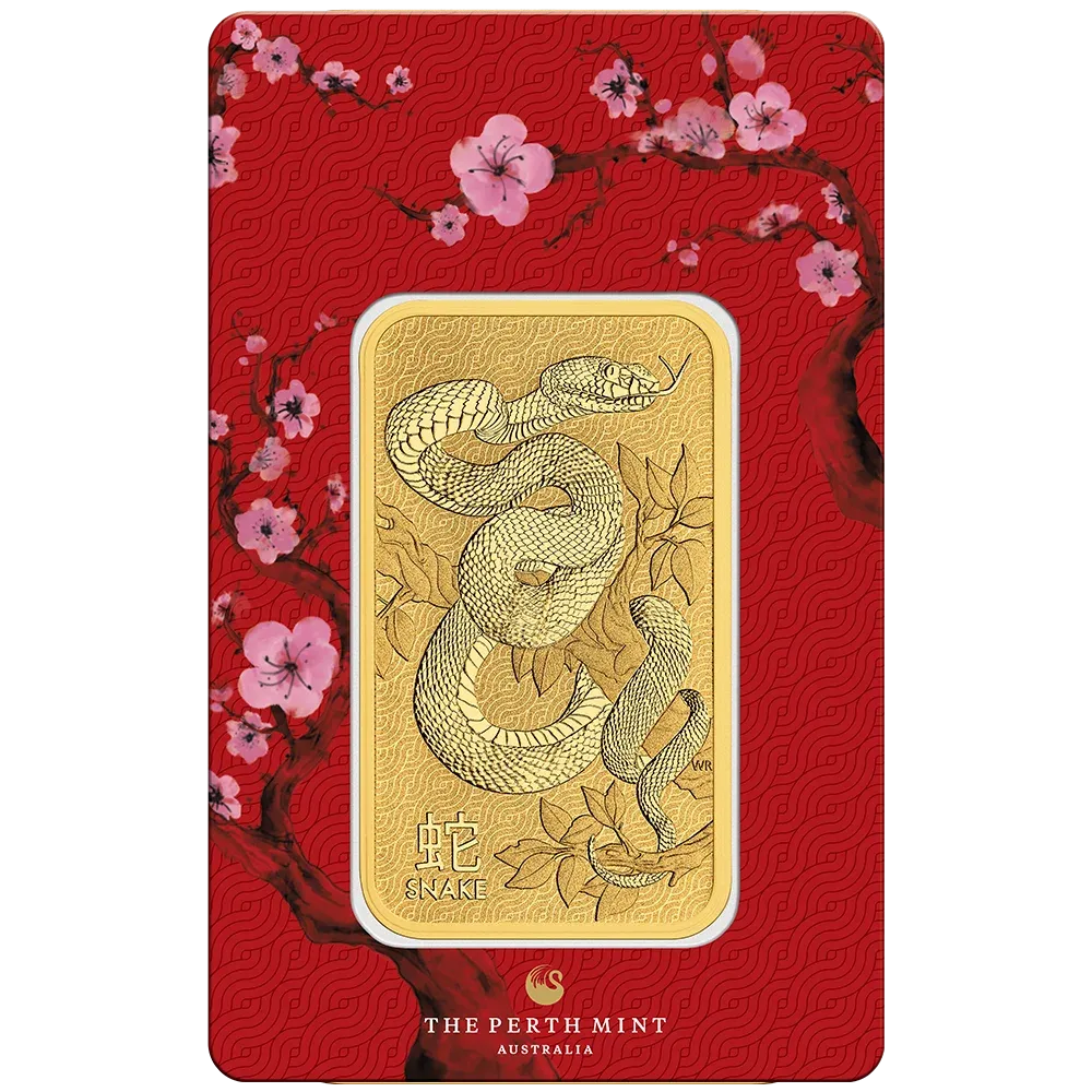 1oz Perth Mint Lunar Snake Gold Minted Bar