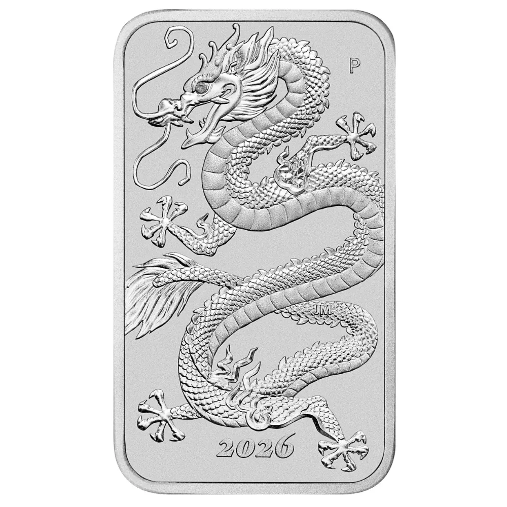 1oz Perth Mint Silver Rectangular Dragon Bullion Bar 'Monster Box' (2026)