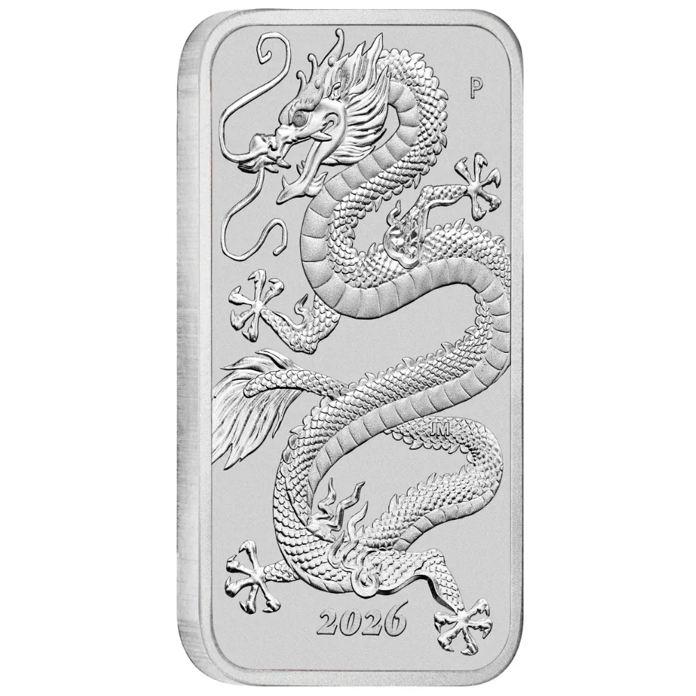 1oz Perth Mint Silver Rectangular Dragon Bullion Bar 'Monster Box' (2026)