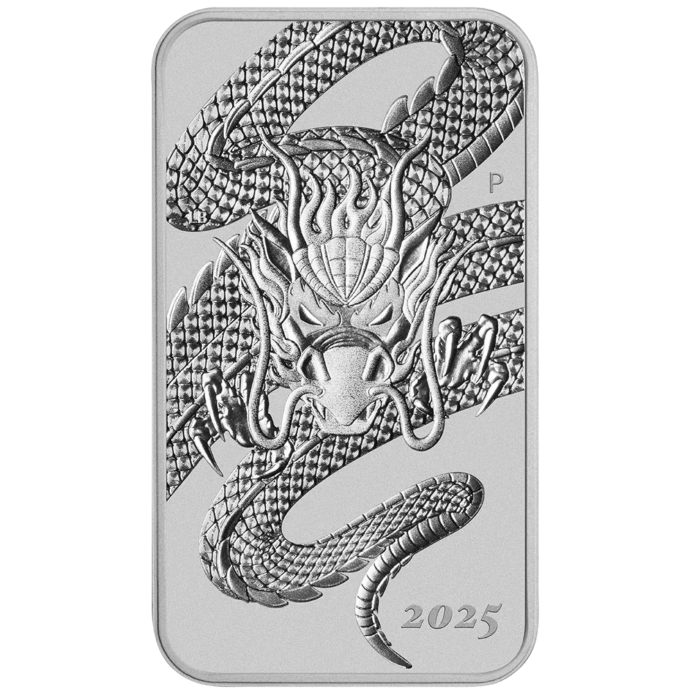 1oz Perth Mint Silver Rectangular Dragon Individual Bar (2025)