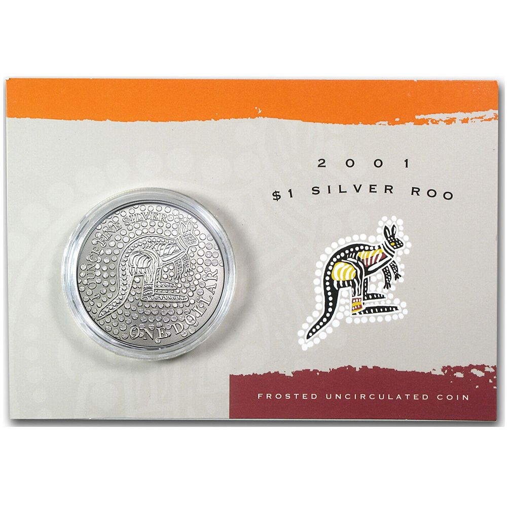 2001 1oz Silver Australian Kangaroo Coin in Card-1