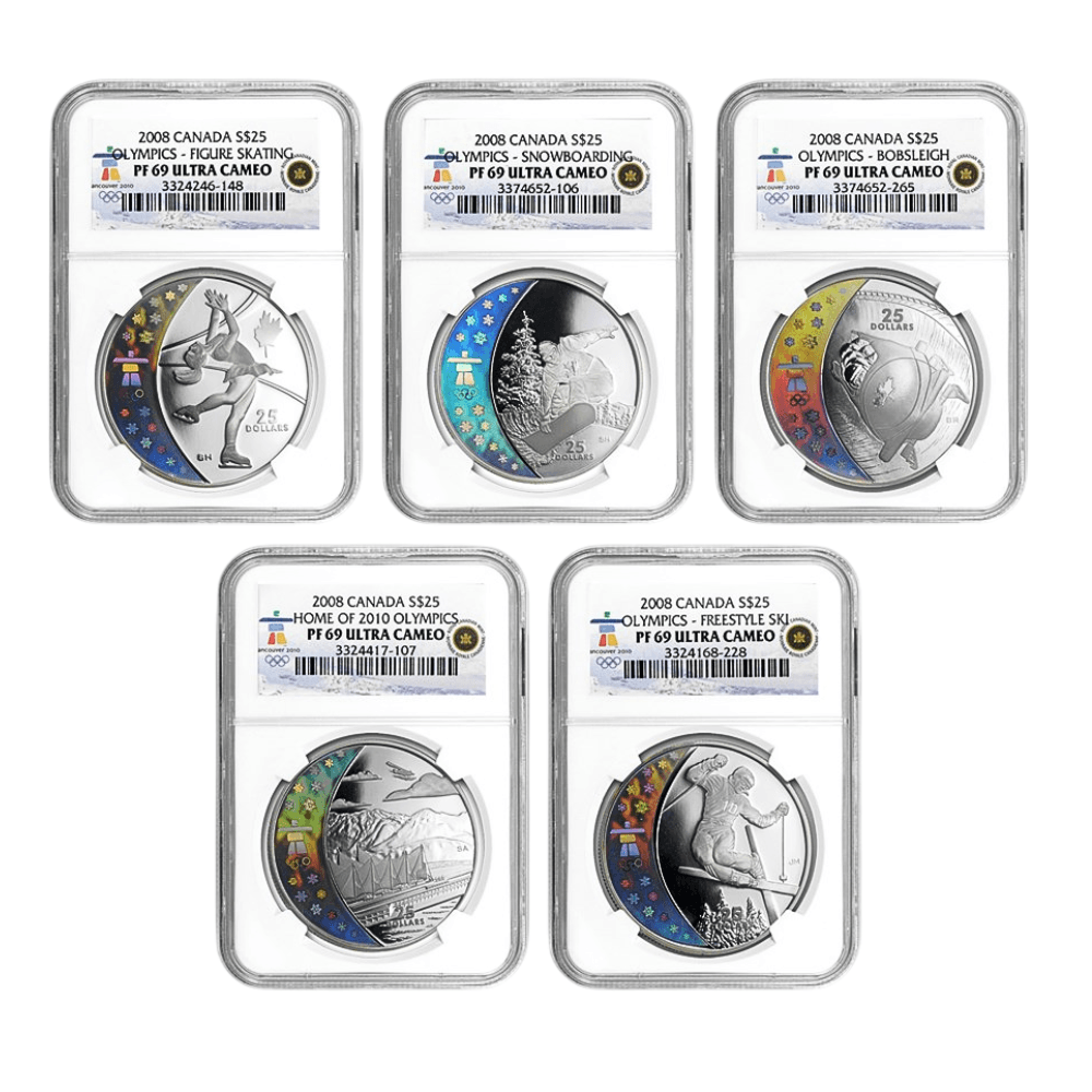 2008 Canada 5-Coin Silver $25 Olympic Hologram Set PF-69 NGC