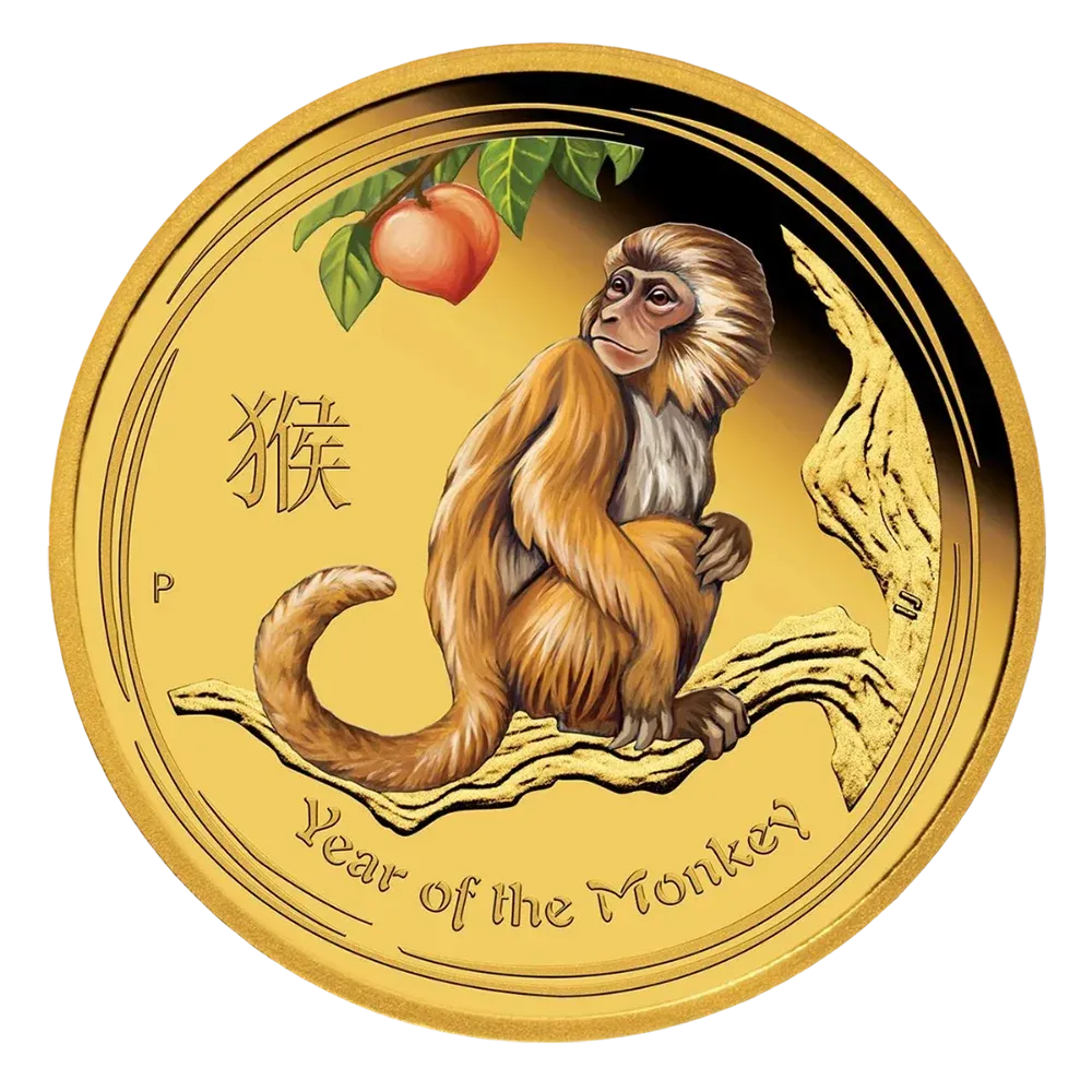 2016 Australia 1/4 oz Gold Lunar Year Of Monkey Proof Coloured Coin - Perth Mint