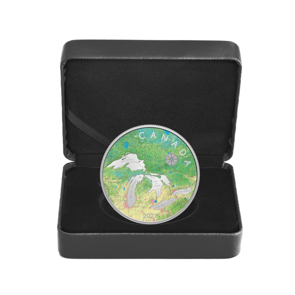 2021 Canadian $50 Great Lakes Tribute 5oz Silver Colourised Coin