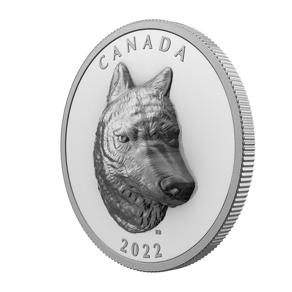 2022 $25 1oz Extraordinary HR .9999 Silver Coin - Timber Wolf-2