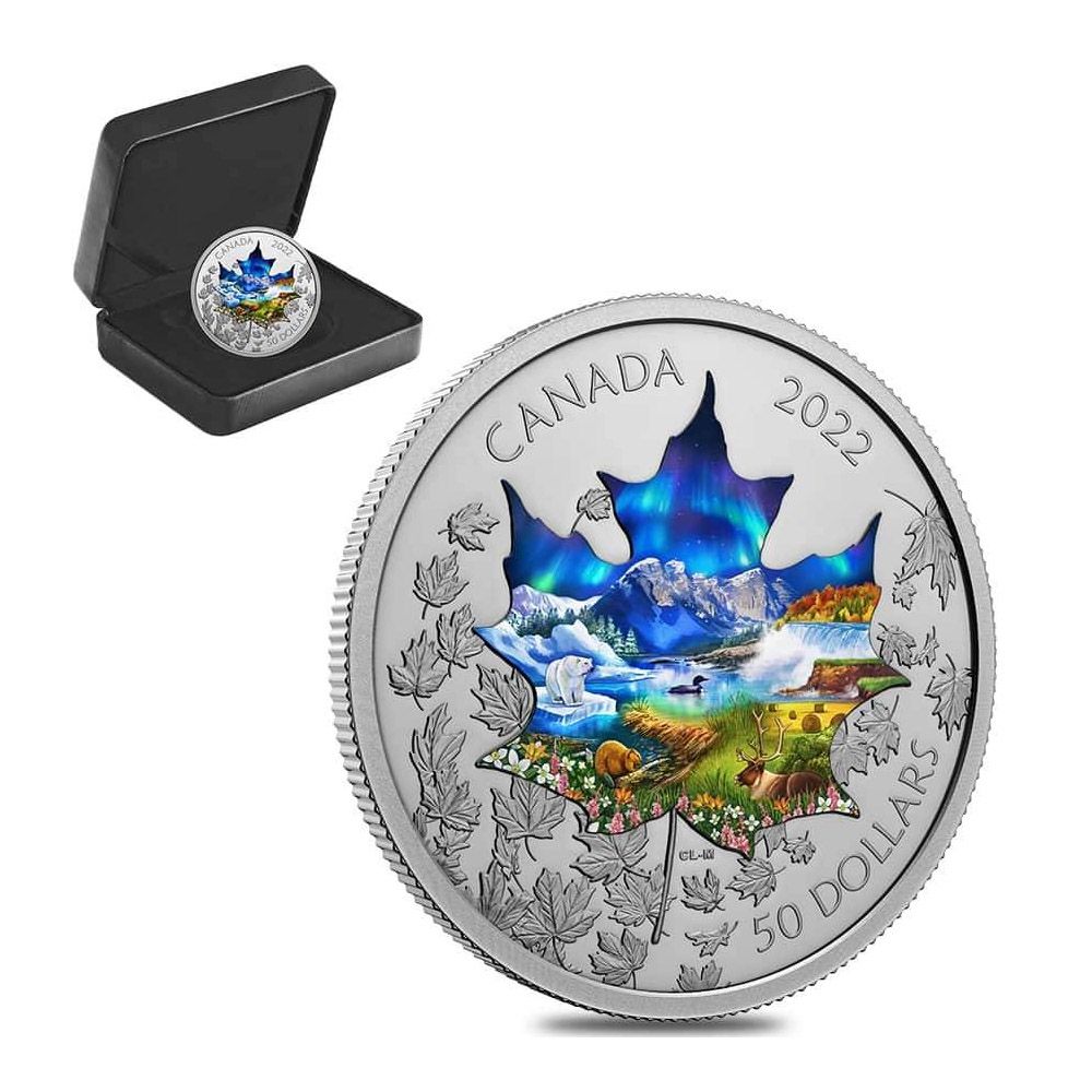 2022 Canada 3 oz Pure Silver $50 Canadian Collage Colorized Proof Coin - RCM