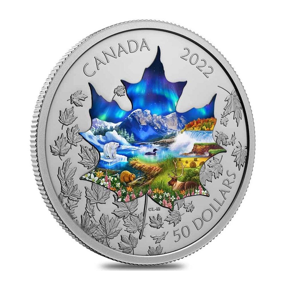 2022 Canada 3 oz Pure Silver $50 Canadian Collage Colorized Proof Coin - RCM