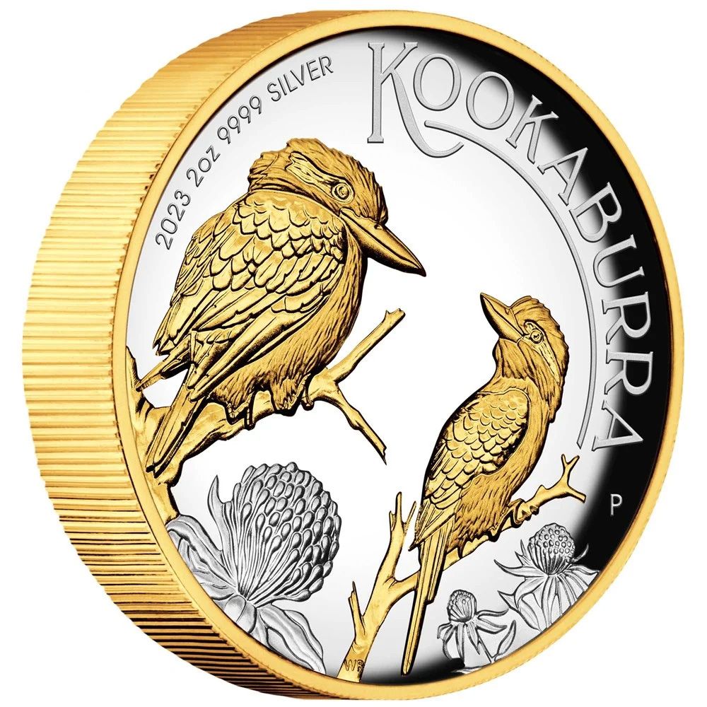 2023 2oz Silver Kookaburra High Relief Gilded Coin-1