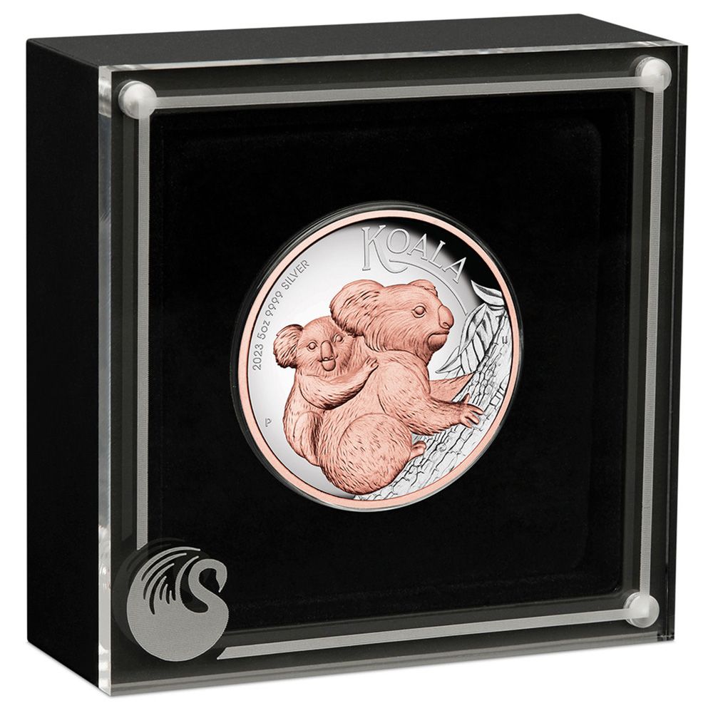 2023 Perth Mint 5 oz Silver Australian Koala High Relief Gilded Coin