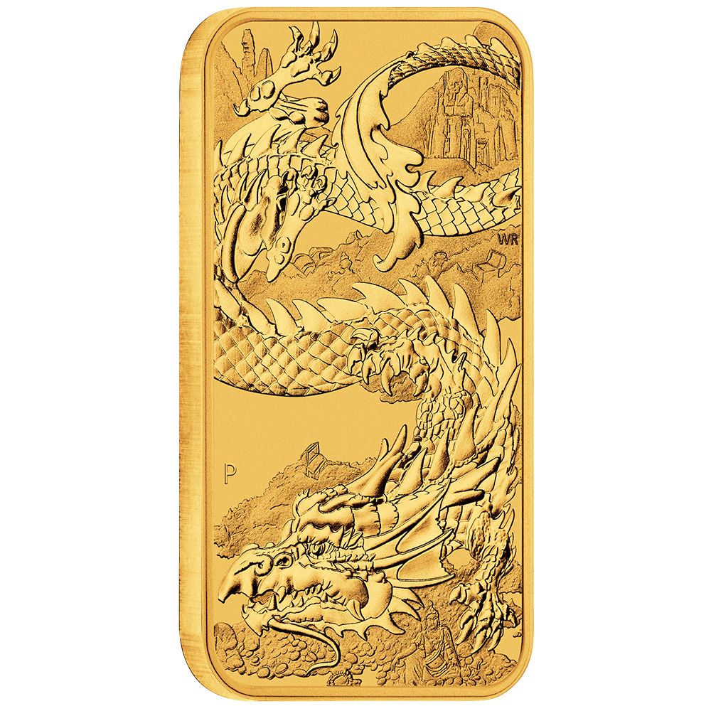 1oz Perth Mint Gold Rectangular Dragon Bullion Bar (2023)-2