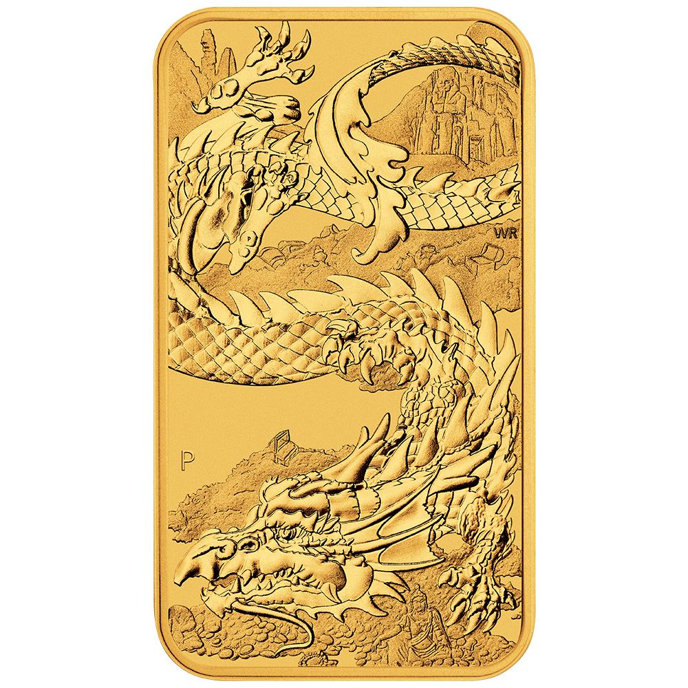 1oz Perth Mint Gold Rectangular Dragon Bullion Bar (2023)-1