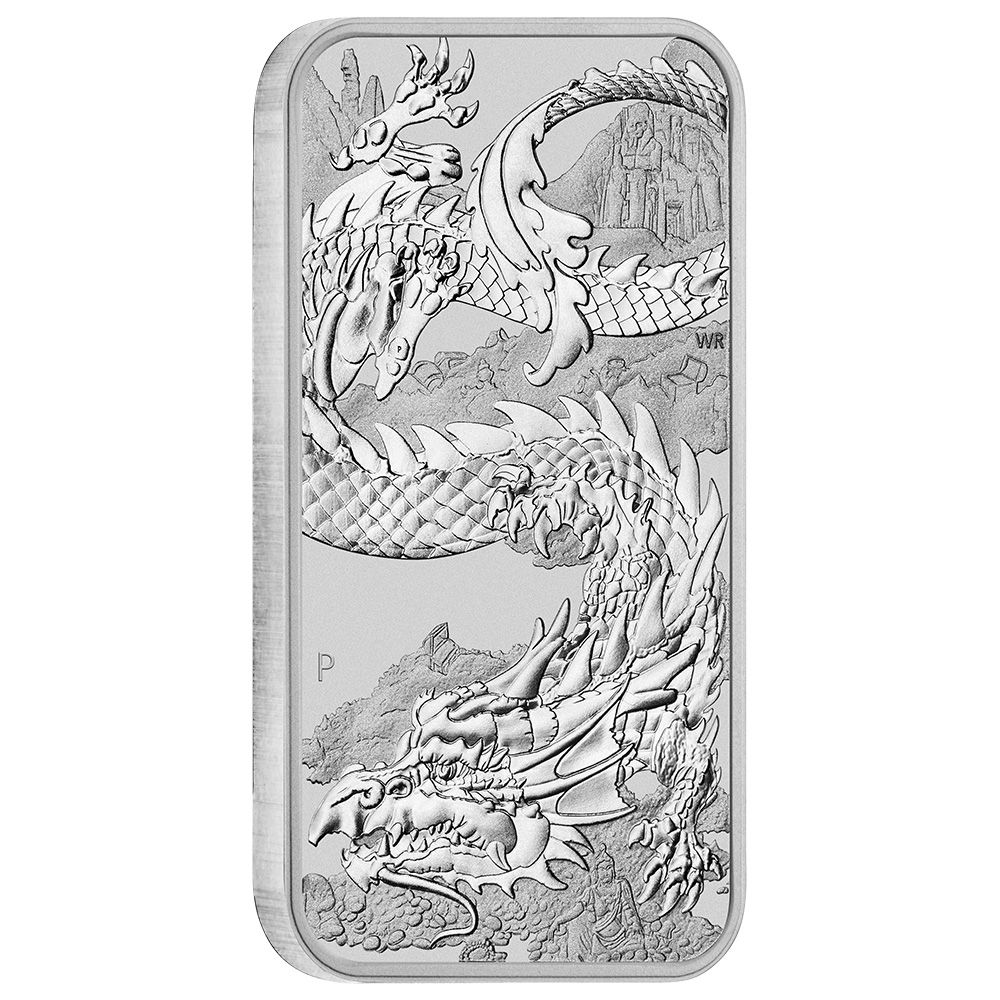 1oz Perth Mint Silver Rectangular Dragon Bar (2023)-2