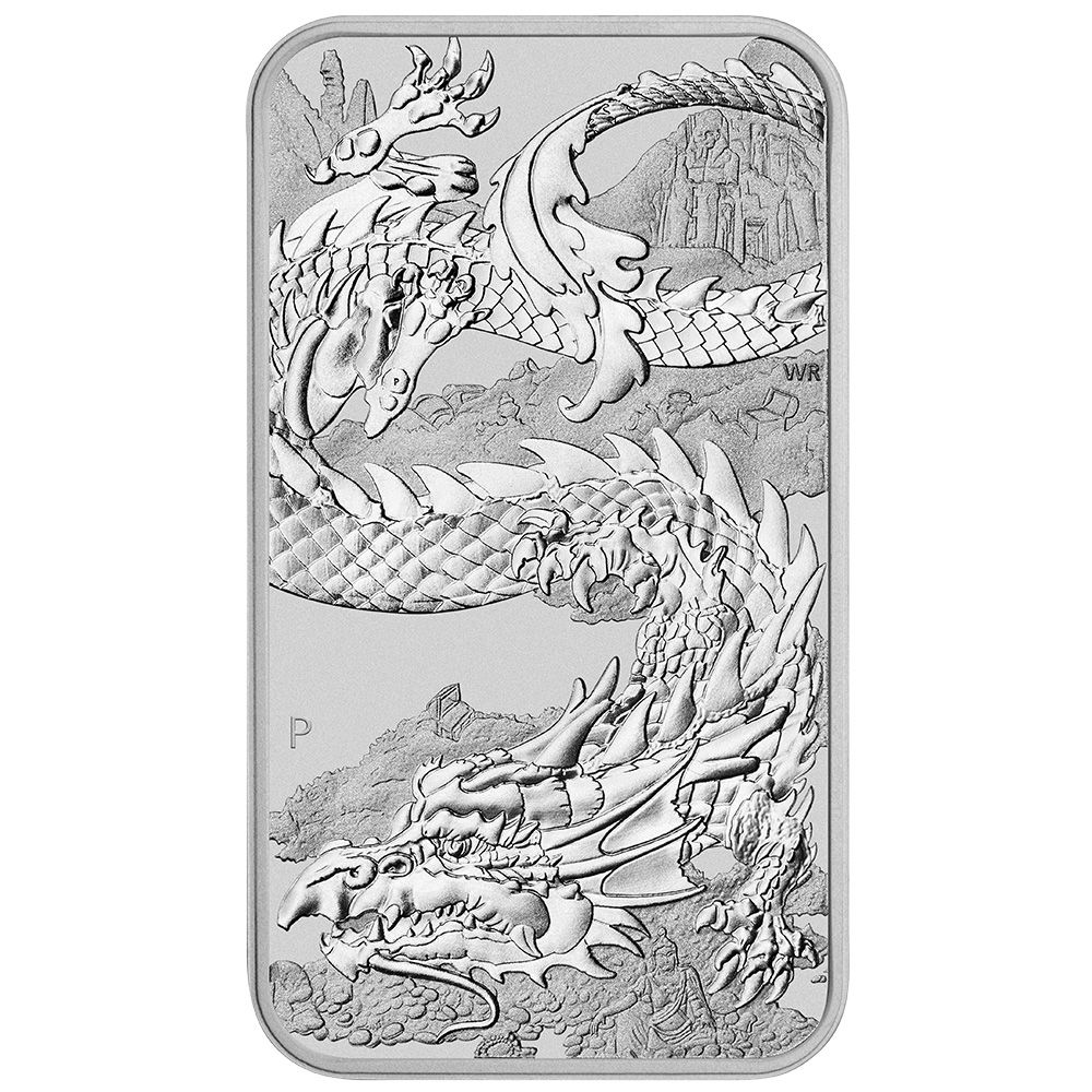 1oz Perth Mint Silver Rectangular Dragon Bar (2023)-1