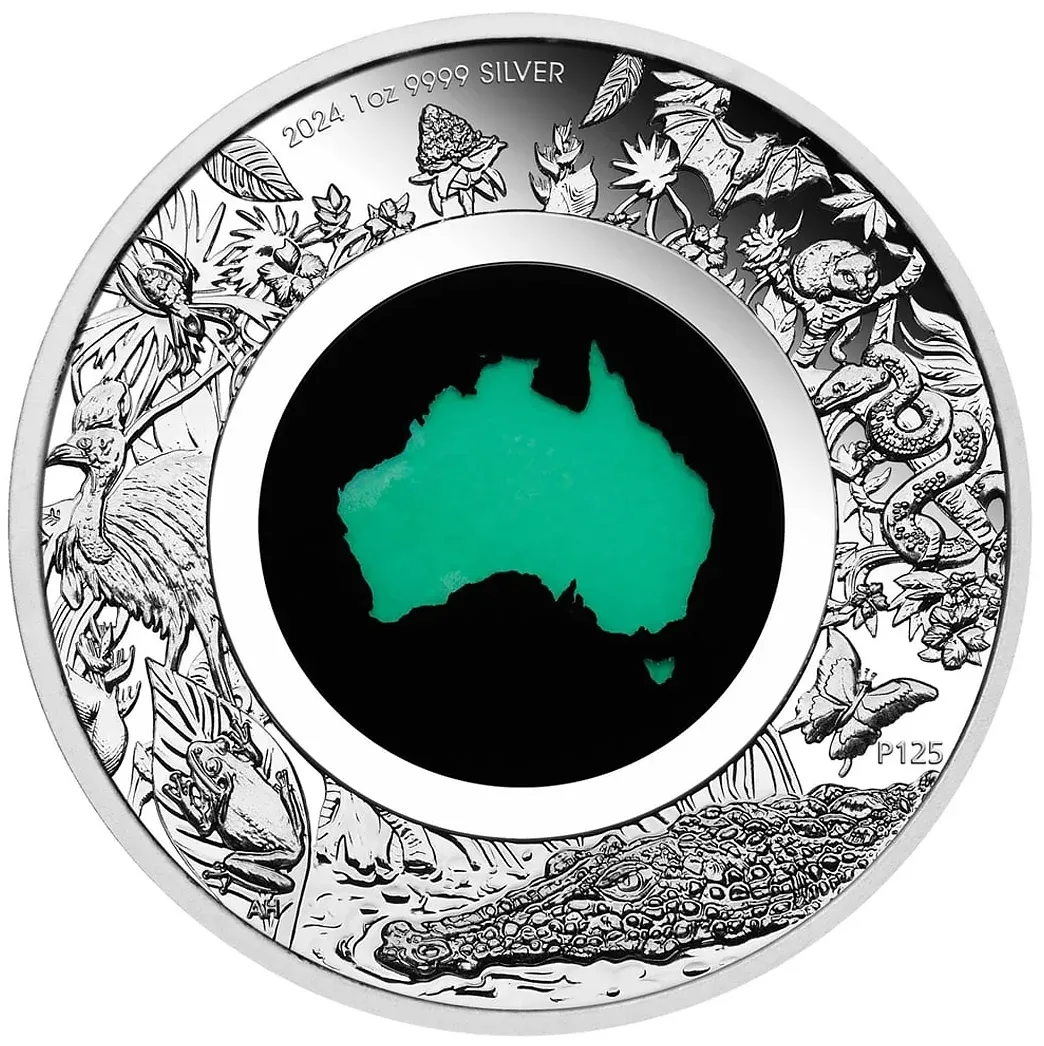 2024 Australia 1 oz Silver The Great Southern Land Proof Chrysoprase Coin