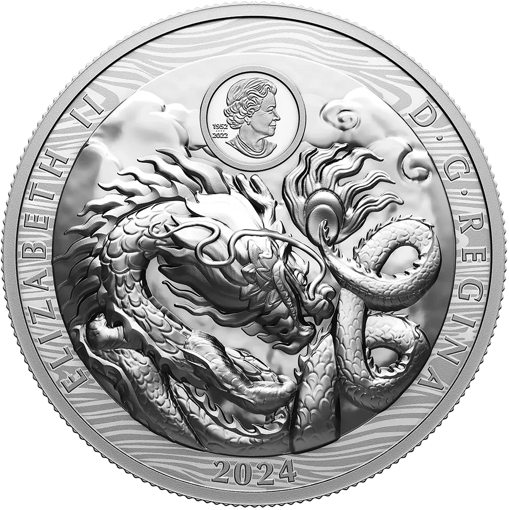 2024 Canada .9999 Silver $50 Year of The Dragon R&D Two Sided EHR Proof Coin