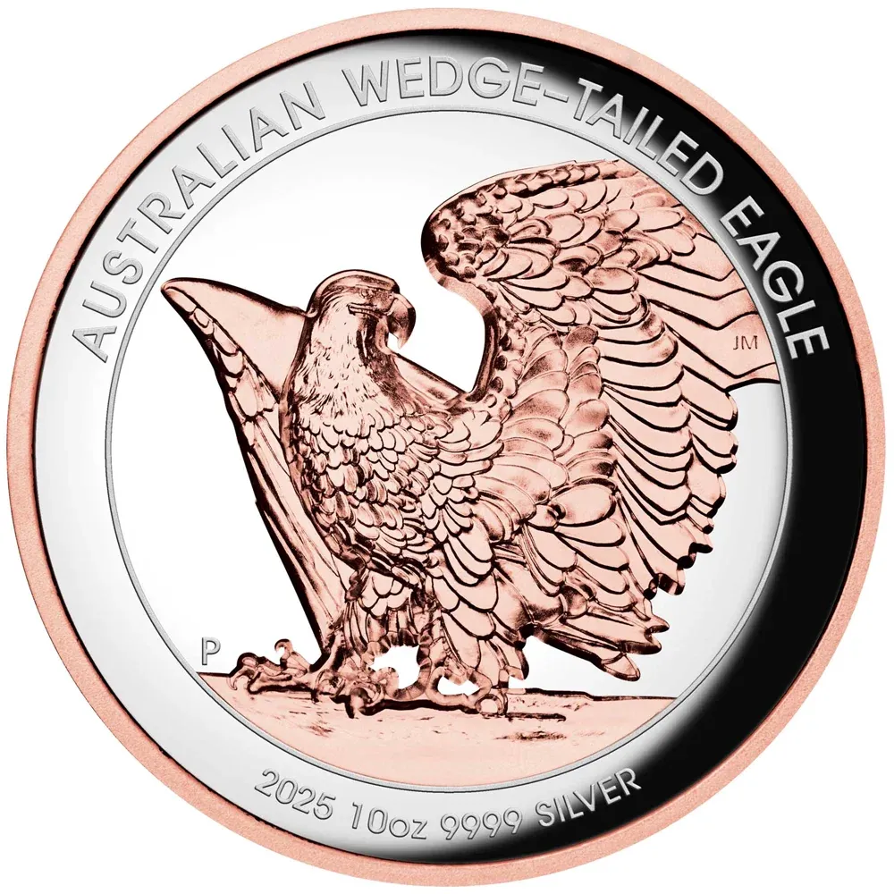 2025 10 oz Silver Australian Wedge-Tailed Eagle Ultra High Relief Rose Gold Gilded Proof Coin
