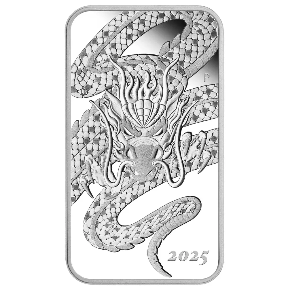 2025 Australia 1 oz Silver Rectangular Dragon Proof Coin