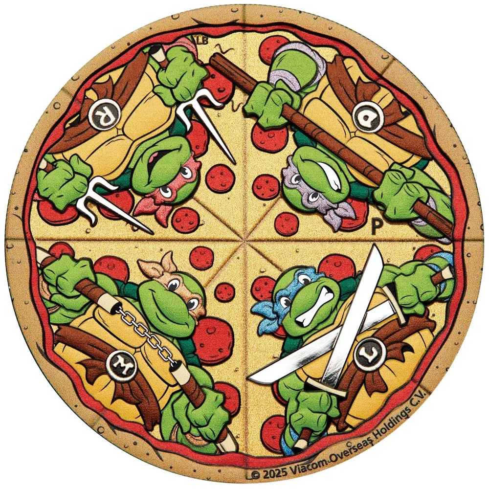 2025 Australia 2 oz Silver Teenage Mutant Ninja Turtles Coloured Pizza Coin