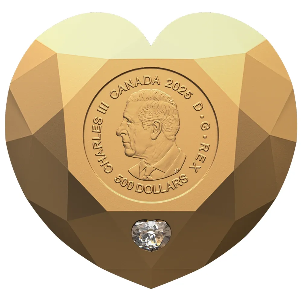 2025 Canada 145.4 g Pure Gold Heart Diamond-Shaped Proof Coin