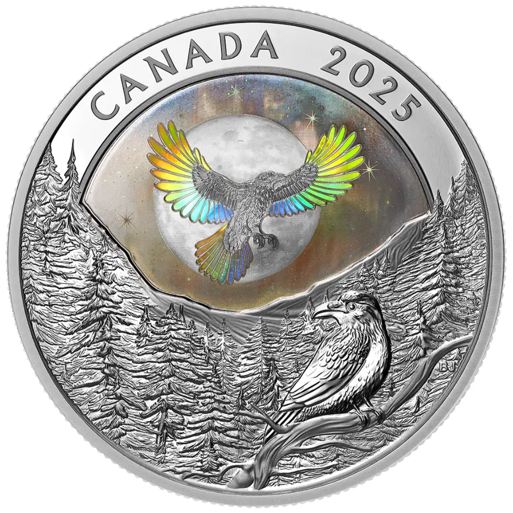 2025 Canada 1 oz Silver $20 Moon Sky: Raven Proof Coin
