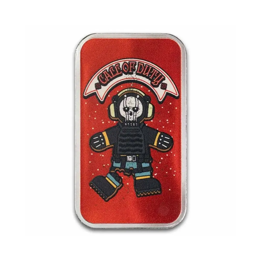 2025 PAMP 1 oz Silver Call of Duty Gingerbread Ghost Proof Like Bar in TEP